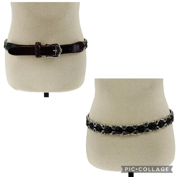 Vintage Capezio Brown Braided Western Gothic Leather Belt w/Silver Accents main image 13